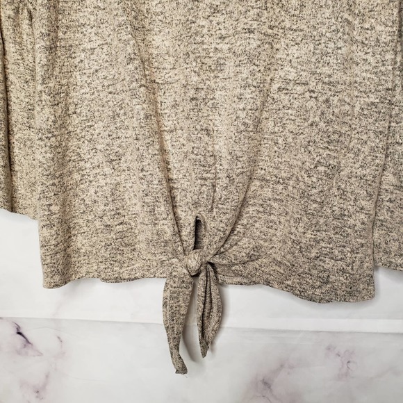 CAUTION TO THE WIND Flare Sleeve Tie Front Knit Blouse M - Picture 2 of 8